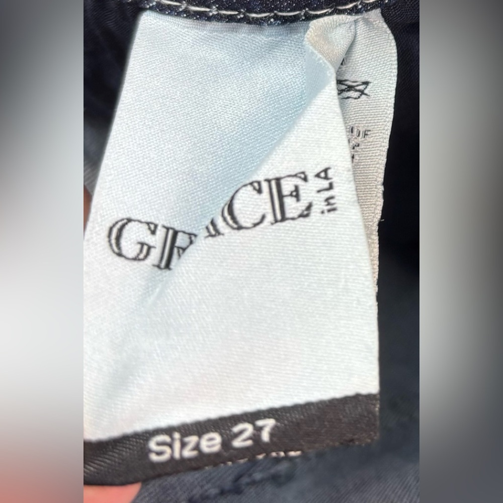 Grace in LA 29x Boho Indigo Embroidered Boot Leg Jeans - Picture 9 of 13